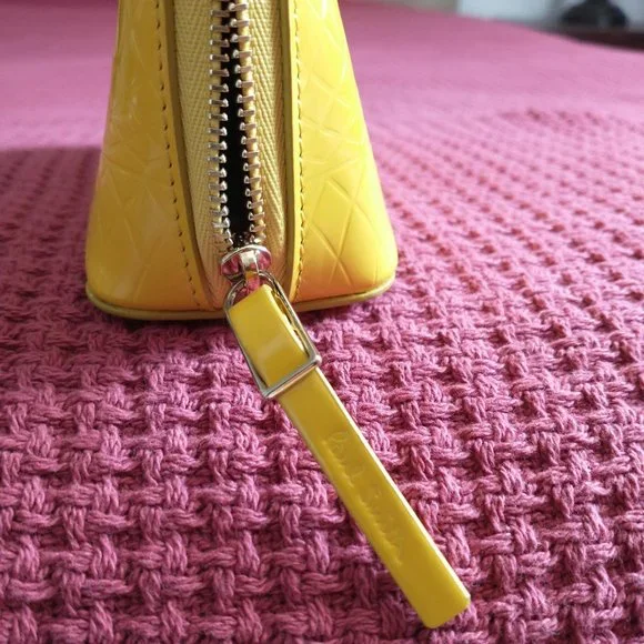 Paul Smith NWOT No 9 Women's Yellow Leather Cosmetic Bag Clutch with box - Picture 7 of 16